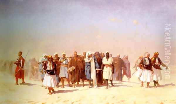 Egyptian Recruits Crossing The Desert Oil Painting by Jean-Leon Gerome