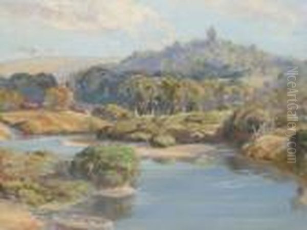 The Mouth Of The Hindmarsh River, Victor Harbor Oil Painting by George Whinnen