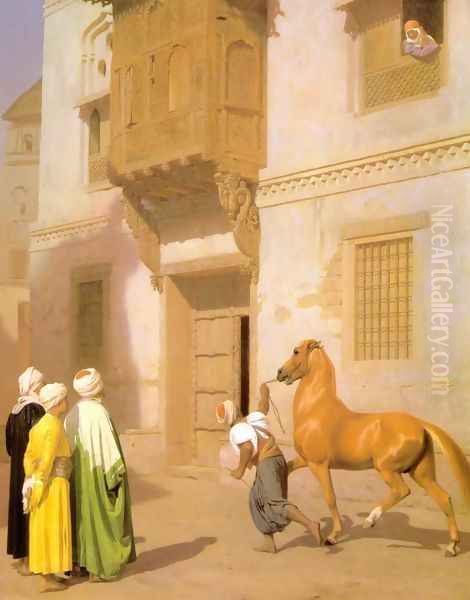 Cairene Horse Dealer (or The Horse Market) Oil Painting by Jean-Leon Gerome