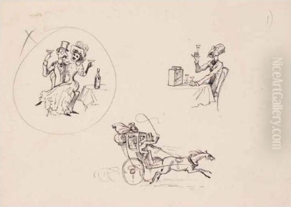 A Set Of Drawings For The 'bp Ethyl' Campaign Oil Painting by Rex John Whistler