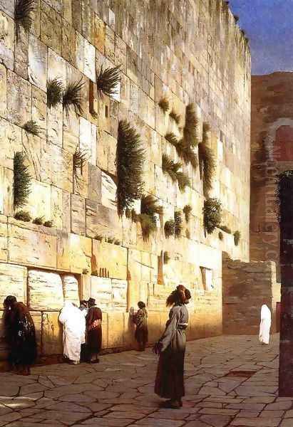 Solomon's Wall Jerusalem (or The Wailing Wall) Oil Painting by Jean-Leon Gerome