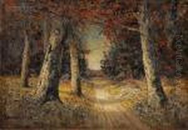 Path Through The Woods Oil Painting by George William Whitaker