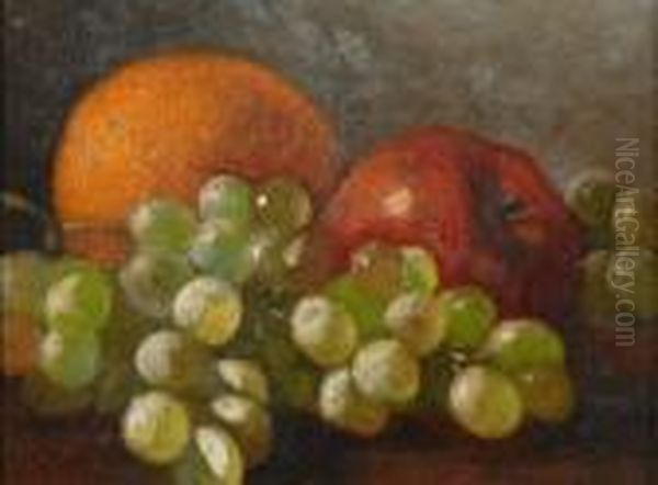 Still Life With Orange, Apple, And Grapes Oil Painting by George William Whitaker