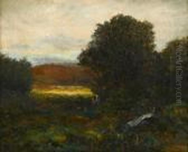 Landscape With Figures Oil Painting by George William Whitaker