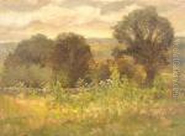 Landscape-wild Flowers Oil Painting by George William Whitaker