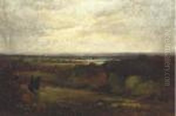 View Of Providence From Warwick Heights Oil Painting by George William Whitaker