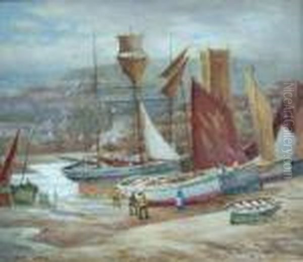 Low Tide St. Ives Harbour. Oil Painting by Arthur White