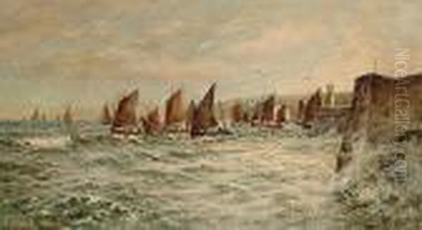 St Ives Fishing Fleet Off The Coast by Arthur White