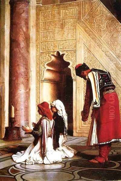 Young Greeks in a Mosque Oil Painting by Jean-Leon Gerome