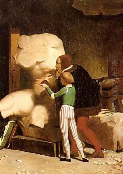 Michelangelo (or In his Studio) Oil Painting by Jean-Leon Gerome