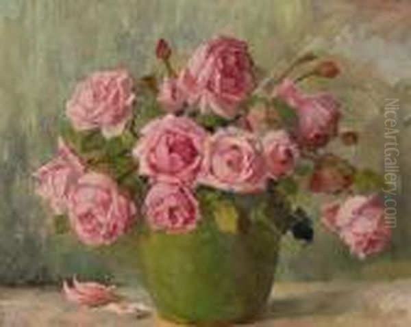 Still Life With Roses Oil Painting by Edith White