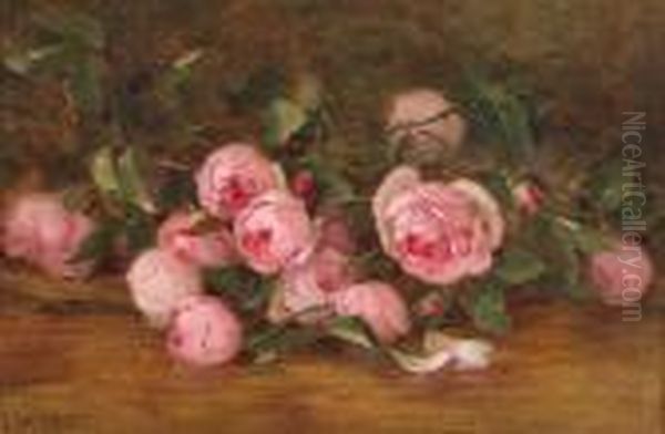 Wild Flowers (pink Roses) Oil Painting by Edith White