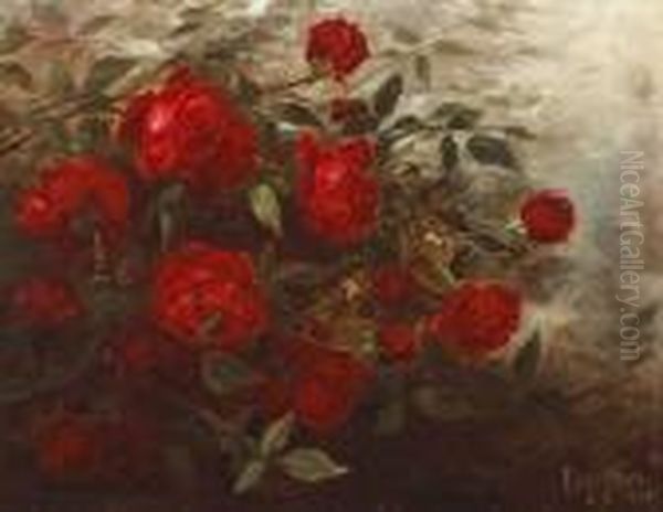 Red Roses Oil Painting by Edith White