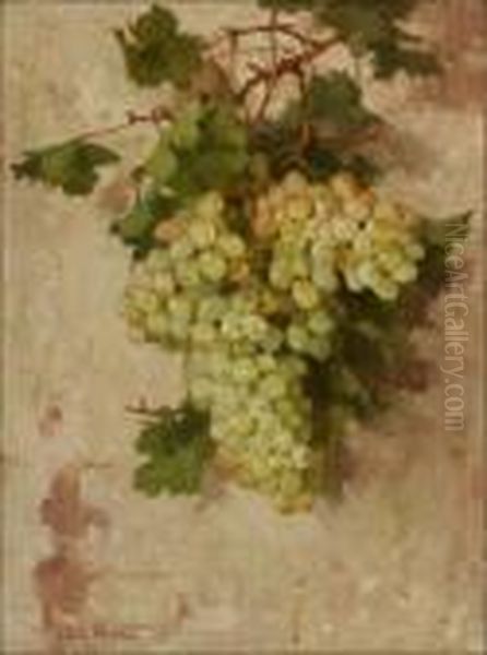 Grapes And Foliage Oil Painting by Edith White