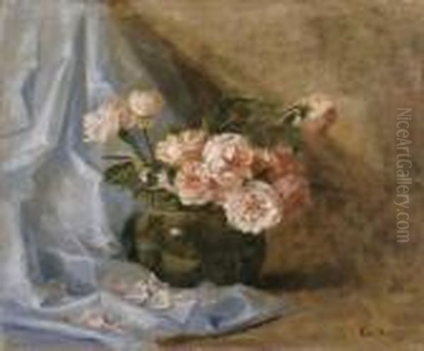 Still Life With Roses Oil Painting by Edith White