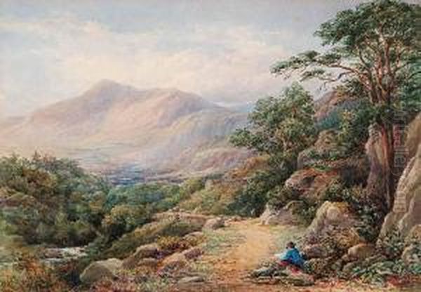 The Old Holyhead Road, Near Betws-y-coed, North Wales Oil Painting by George Harlow White