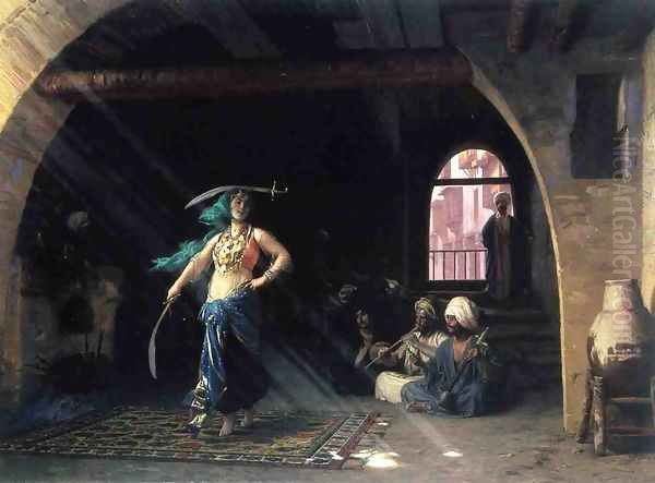 Sabre Dance in a Cafe Oil Painting by Jean-Leon Gerome