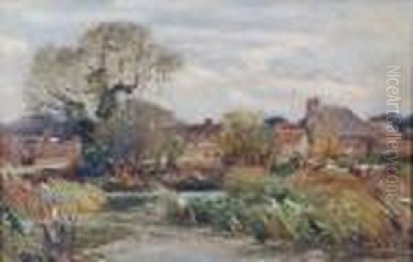 Alfpuddle, Dorset Oil Painting by Frederick William N. Whitehead