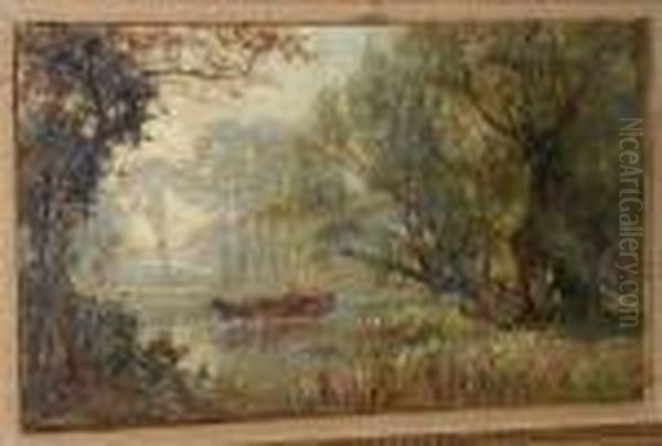 Timber Cart Crossing A Ford Oil Painting by Frederick William N. Whitehead