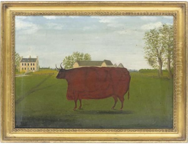 A Prize Bull Oil Painting by Richard Whitford