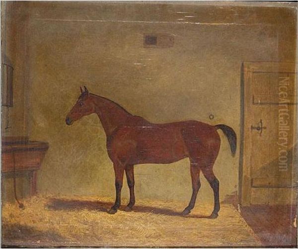 Horse In A Stable Oil Painting by Richard Whitford