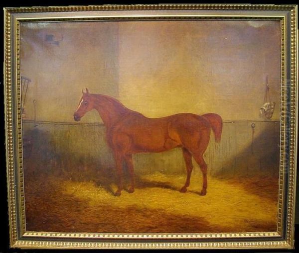 Horse In A Stable Oil Painting by Richard Whitford