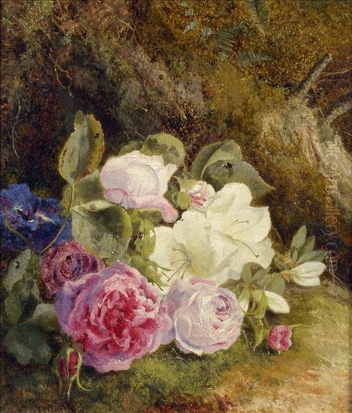 Roses And Azaleas Oil Painting by Thomas Ii Whittle