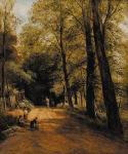 A Shady Lane In Surrey Oil Painting by Thomas Ii Whittle