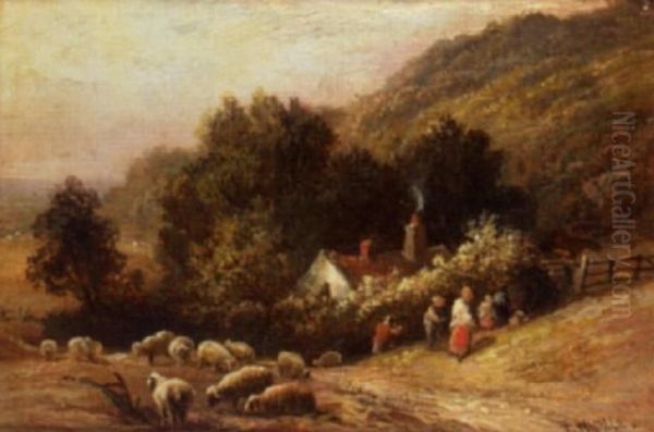 Farmyard Scenes Oil Painting by Thomas Ii Whittle