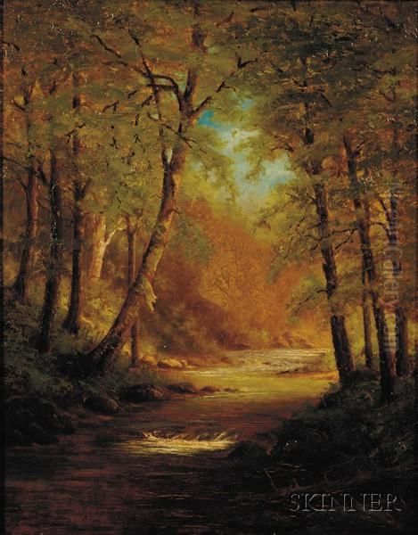 Woodland River Oil Painting by Thomas Worthington Whittredge