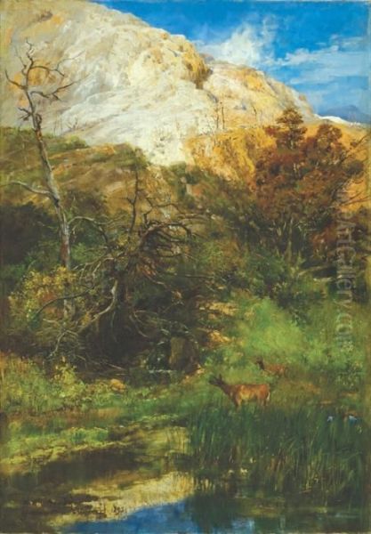 Yellowstone National Park Oil Painting by Thomas Worthington Whittredge