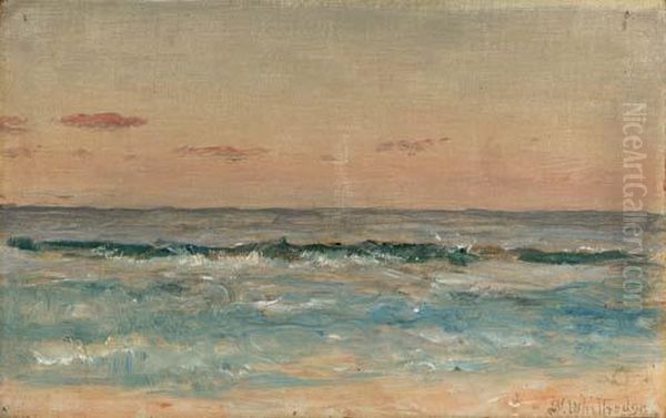 Waves Rolling In On A Sandy Beach Oil Painting by Thomas Worthington Whittredge