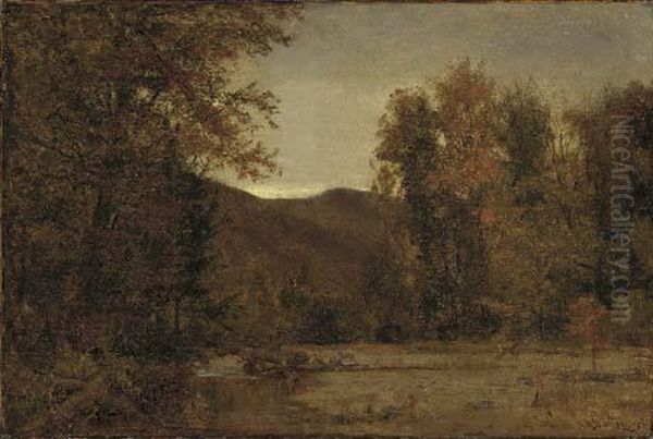 Deer In A Landscape Oil Painting by Thomas Worthington Whittredge