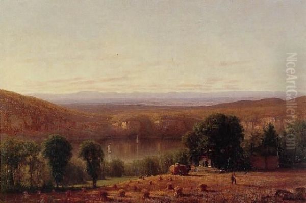 The Hayfield Oil Painting by Thomas Worthington Whittredge