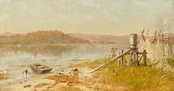 A Fisherman's Windlass, Sketch On The Hudson Oil Painting by Thomas Worthington Whittredge