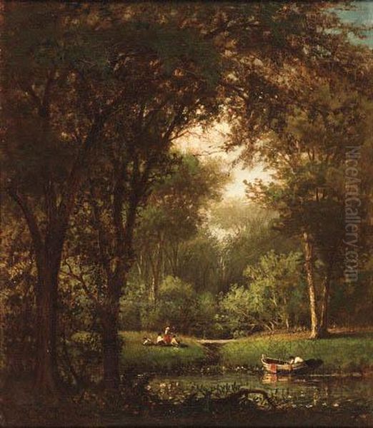 Picnic Under The Trees Oil Painting by Thomas Worthington Whittredge