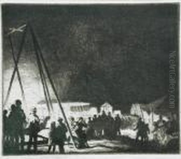 Fairground Scene At Night by Ernest Herbert Whydale