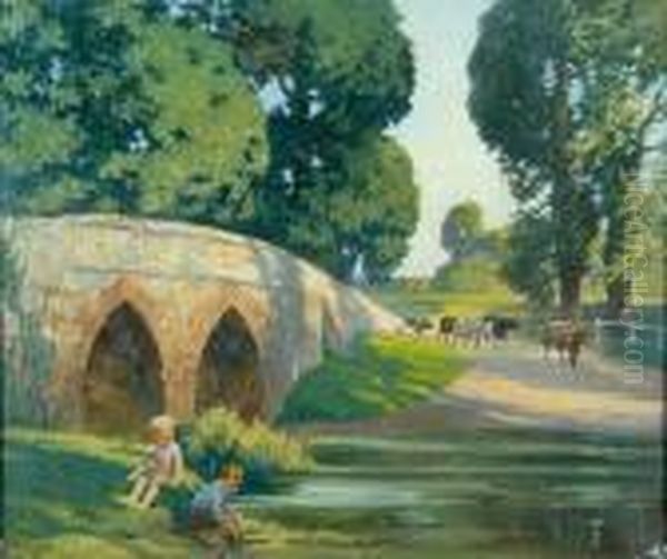 The Packhorse Bridge, Sutton, Near Biggleswade by Ernest Herbert Whydale