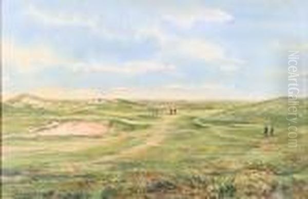 Featuring Two Groups Of Golfers Oil Painting by Charles Whymper