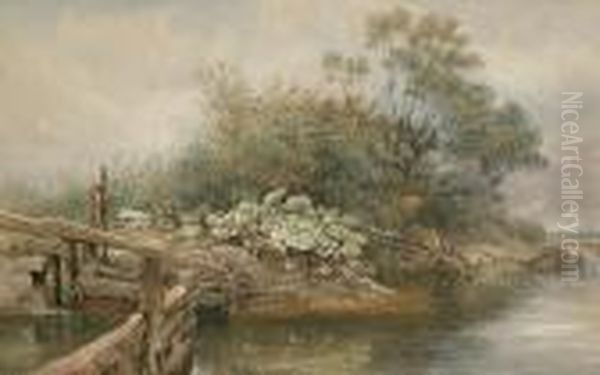 Old Lock On The Avon Oil Painting by Josiah Wood Whymper