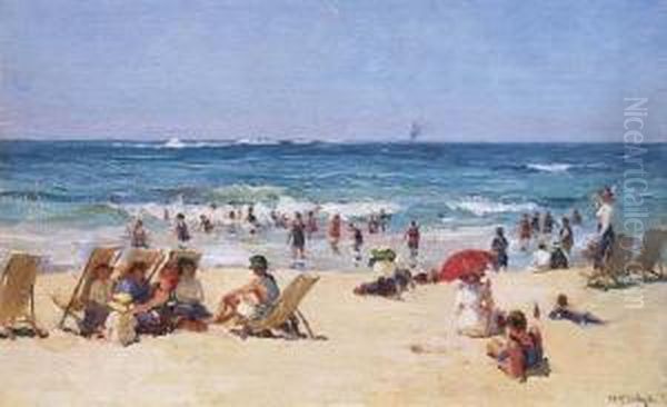 Beach Scene Oil Painting by Duncan Mcgregor Whyte