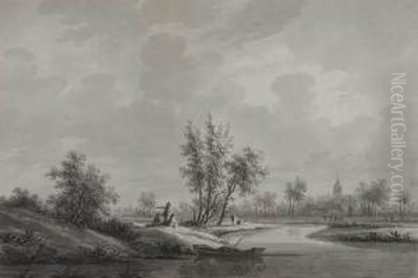 Canal Scene Near Vleuten Oil Painting by Nicolaes Wicart