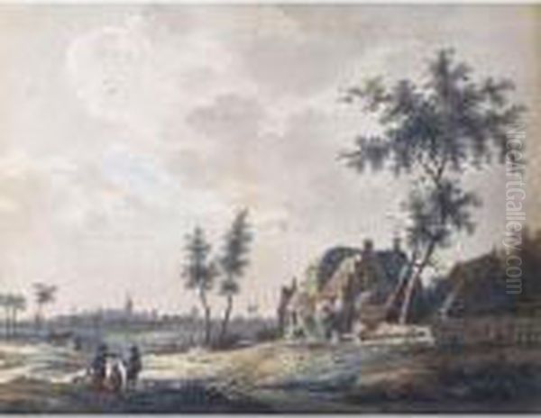 A Pair Of Views, Of Naarden And Weesp Oil Painting by Nicolaes Wicart