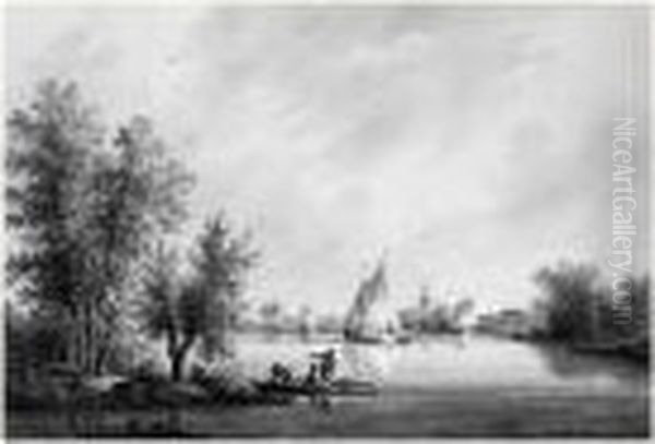 Barques Sur Une Riviere Oil Painting by Nicolaes Wicart