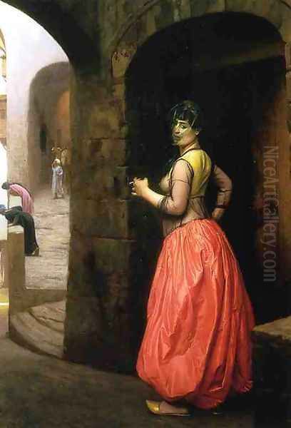 Woman from Cairo, Smoking a Cigarette Oil Painting by Jean-Leon Gerome