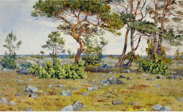 Coastal Landscape Oil Painting by Gunnar M. Widforss