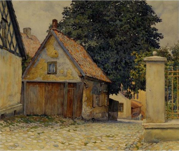 Village Oil Painting by Gunnar M. Widforss