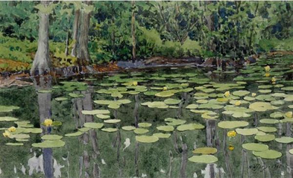 Lily Pads Oil Painting by Gunnar M. Widforss