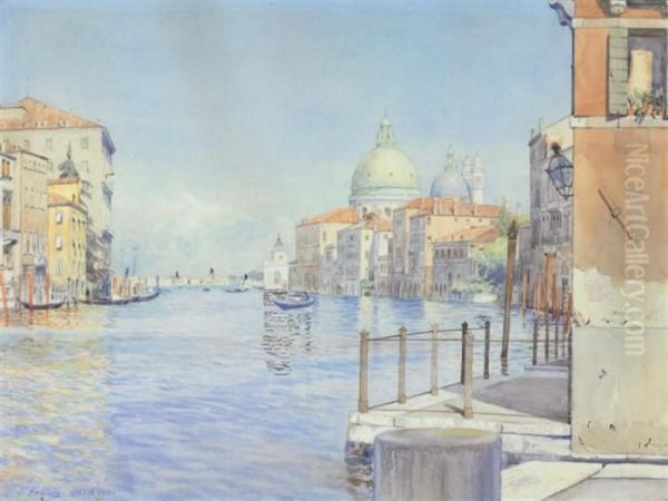 The Gran Canal, Venice, With The Santa Maria Della Salute Oil Painting by Gunnar M. Widforss