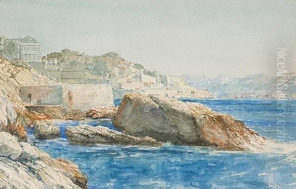 Coastal Scene, Marseilles Oil Painting by Gunnar M. Widforss